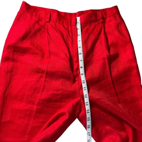 Lauren Ralph Lauren red linen pants size 16 runs small fits 8 tailored trousers - Picture 7 of 8